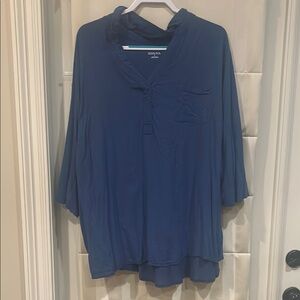 SHEIN Blue Relaxed Buttoned Tunic with Mandarin Collar